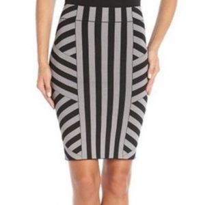 Grey& Black Striped BCBG ‘Scarlet’ Body-con mini skirt/Sz Small/NWOT